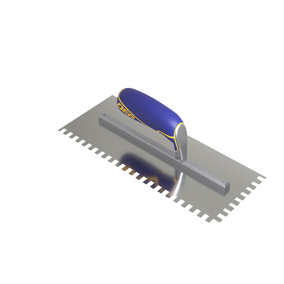 1/4" x 3/8" x 1/4" Square Notch Stainless Trowel w/ Comfort Grip - 360 Spin Image - 1
