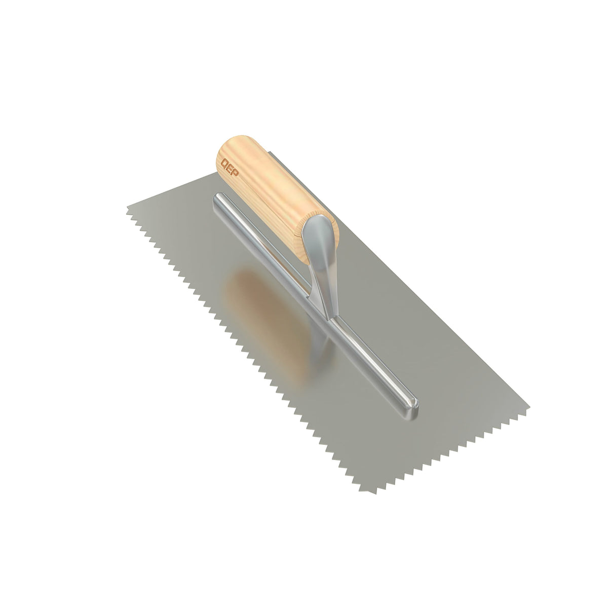 1/4" x 3/16" V-Notch Carbon Steel Trowel with Wood Handle - 360 Spin Image - 2