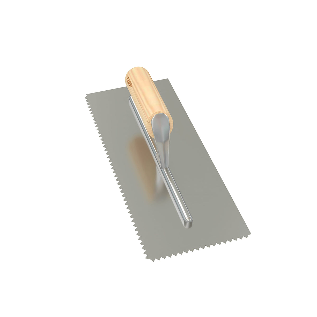 1/4" x 3/16" V-Notch Carbon Steel Trowel with Wood Handle - 360 Spin Image - 3
