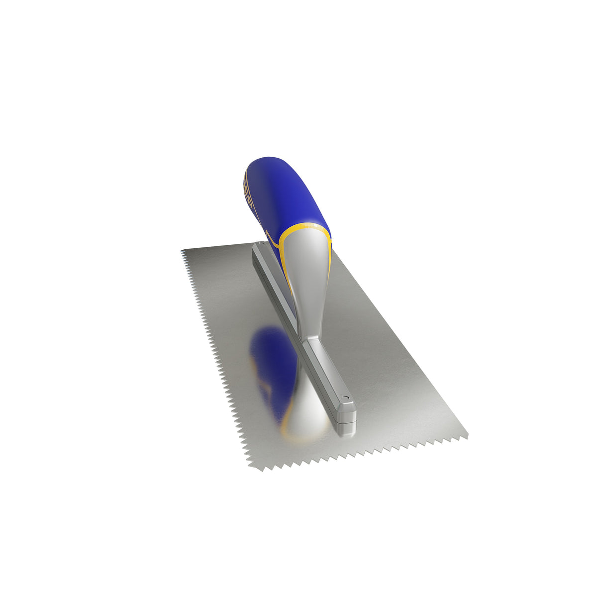 3/16" x 5/32" V-Notch Stainless Steel Trowel w/ Comfort Grip Handle - 360 Spin Image - 3