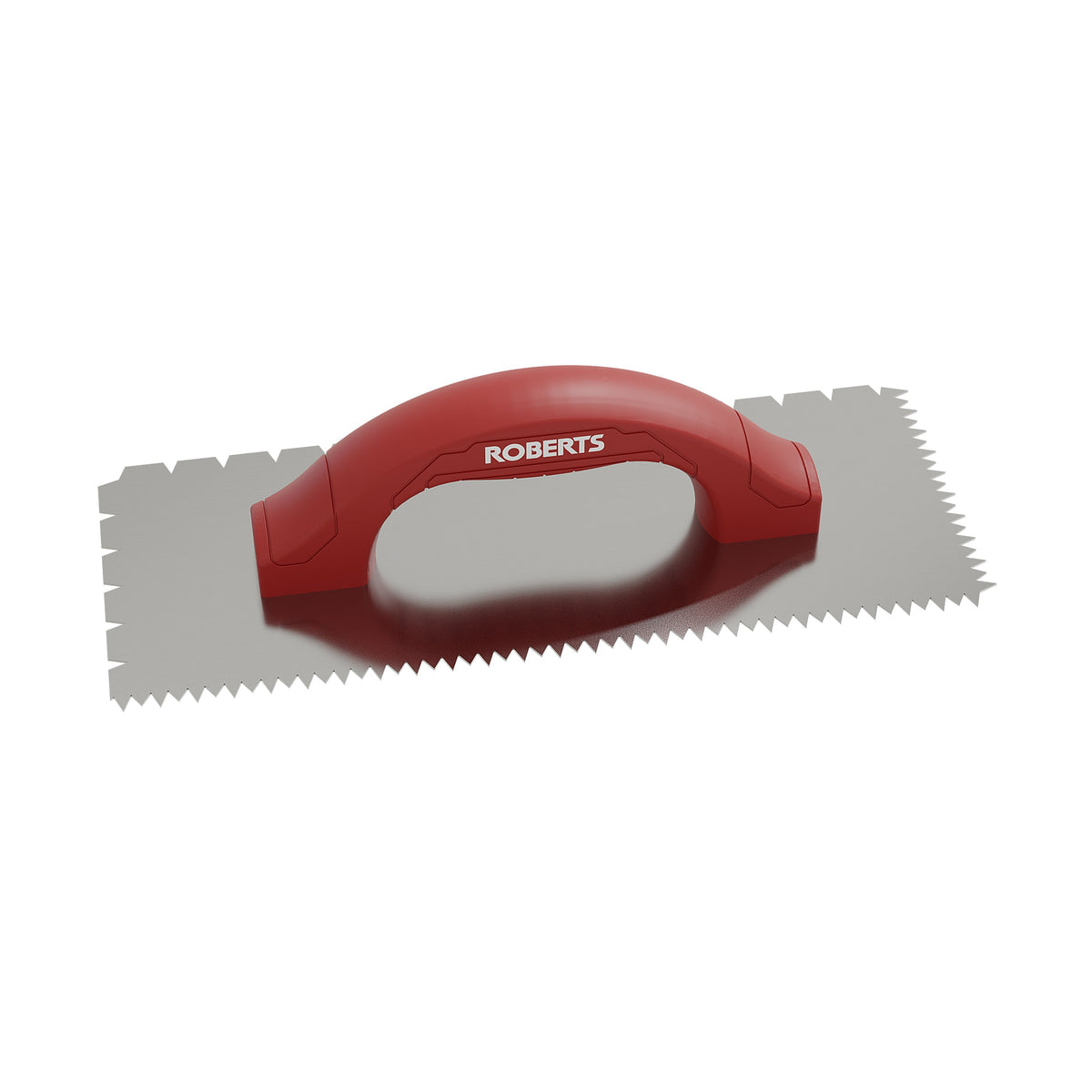 3/16" x 1/4" x 1/2" Flat V & Tiger Tooth Dual-Notch Trowel w/ Comfort Grip - 360 Spin Image - 3