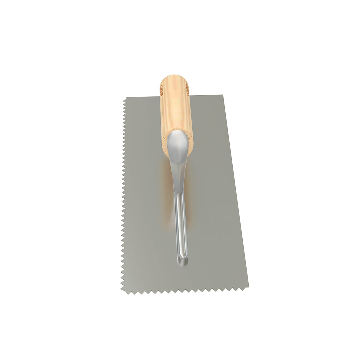 1/4" x 3/16" V-Notch Carbon Steel Trowel with Wood Handle - 360 Spin Image - 4