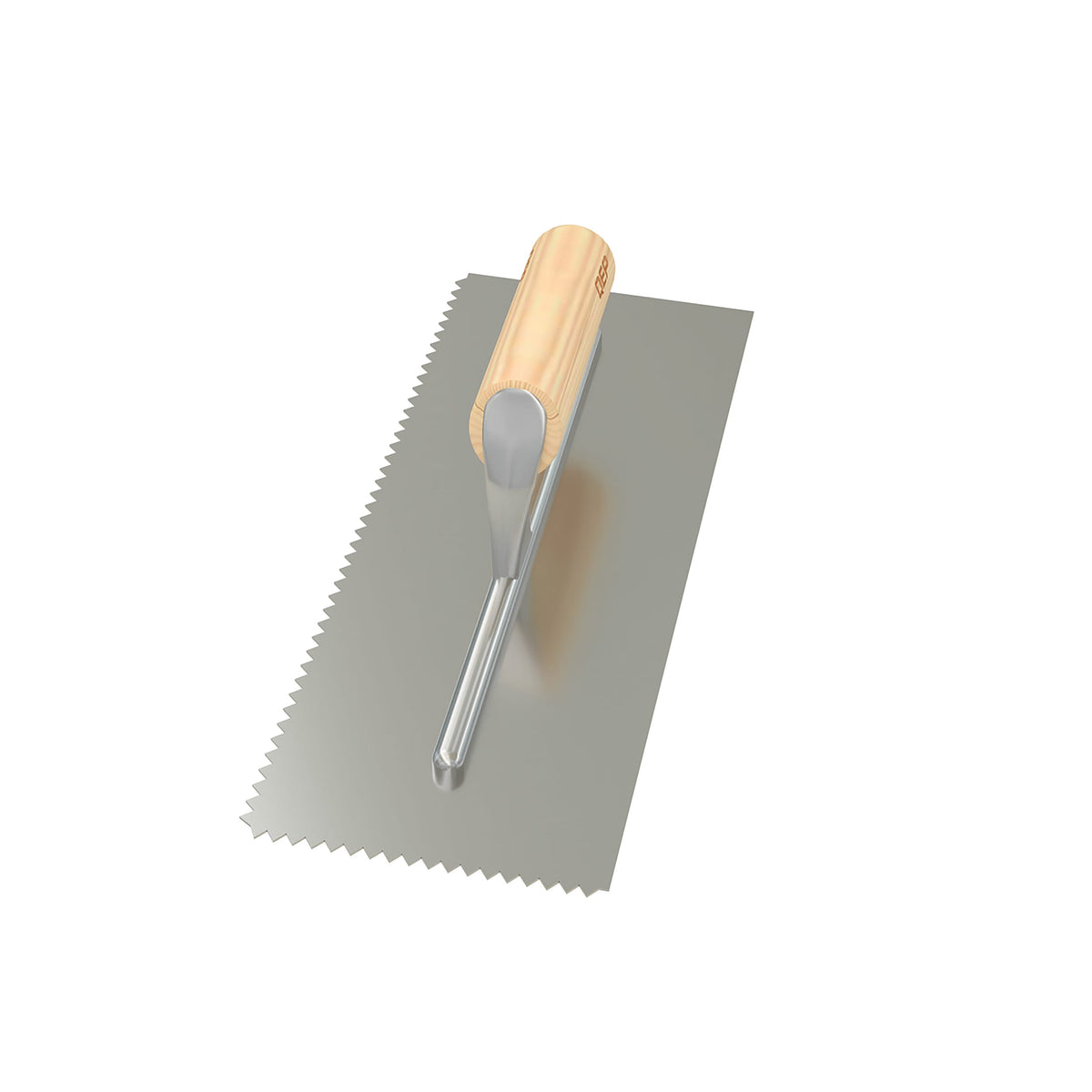 1/4" x 3/16" V-Notch Carbon Steel Trowel with Wood Handle - 360 Spin Image - 5
