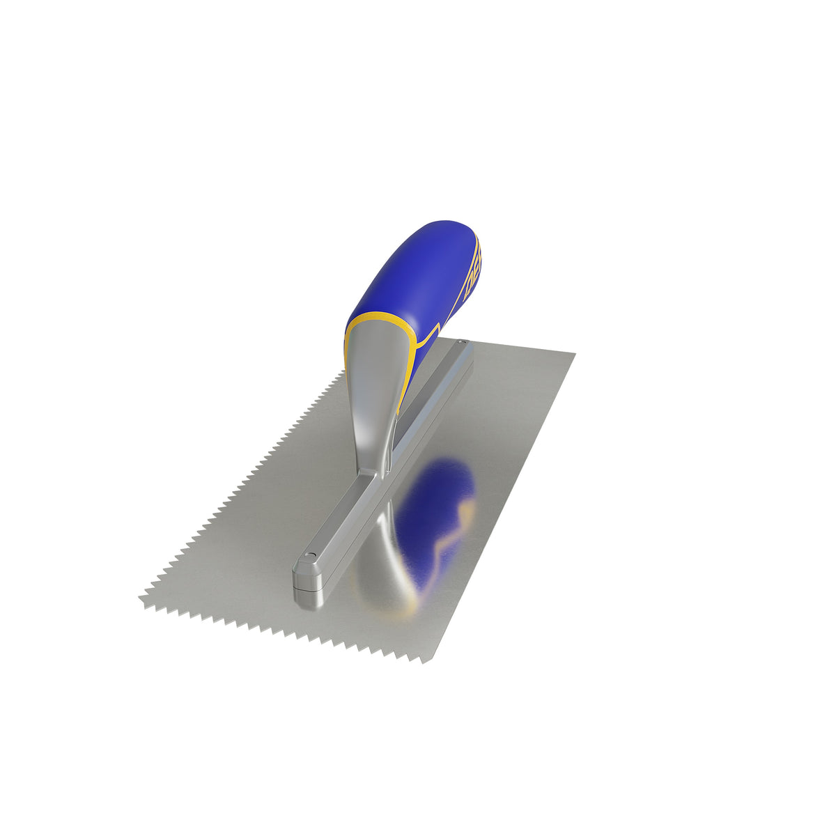 3/16" x 5/32" V-Notch Stainless Steel Trowel w/ Comfort Grip Handle - 360 Spin Image - 5