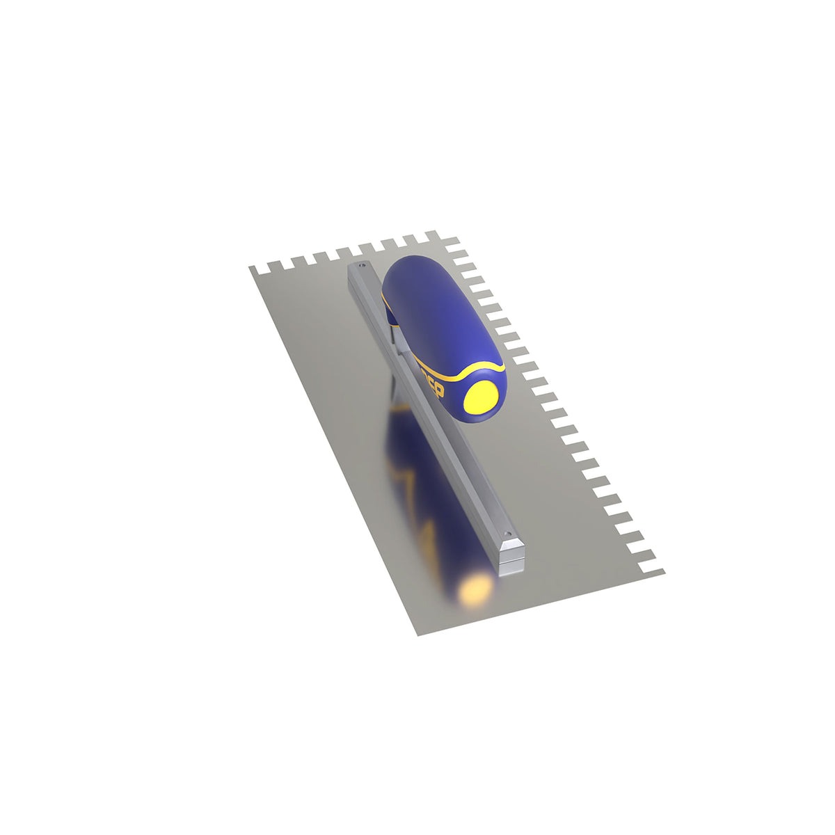 1/4" x 3/8" x 1/4" Square Notch Stainless Trowel w/ Comfort Grip - 360 Spin Image - 15