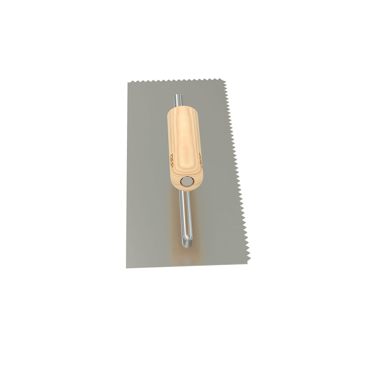 1/4" x 3/16" V-Notch Carbon Steel Trowel with Wood Handle - 360 Spin Image - 16
