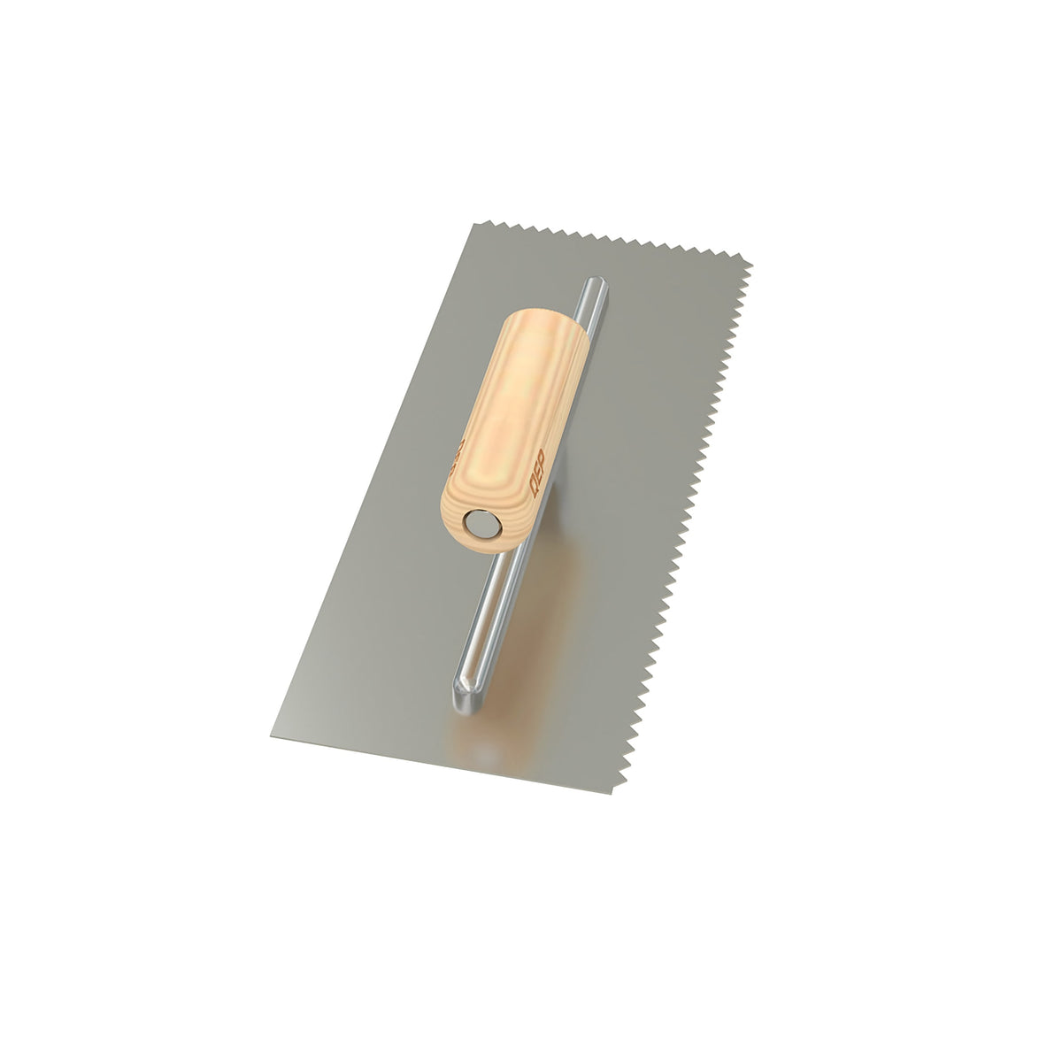 1/4" x 3/16" V-Notch Carbon Steel Trowel with Wood Handle - 360 Spin Image - 17