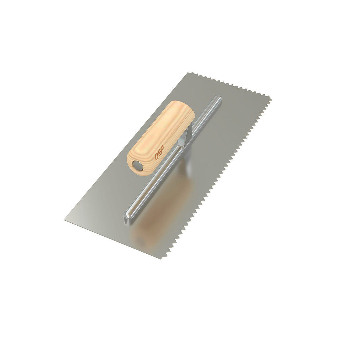 1/4" x 3/16" V-Notch Carbon Steel Trowel with Wood Handle - 360 Spin Image - 18
