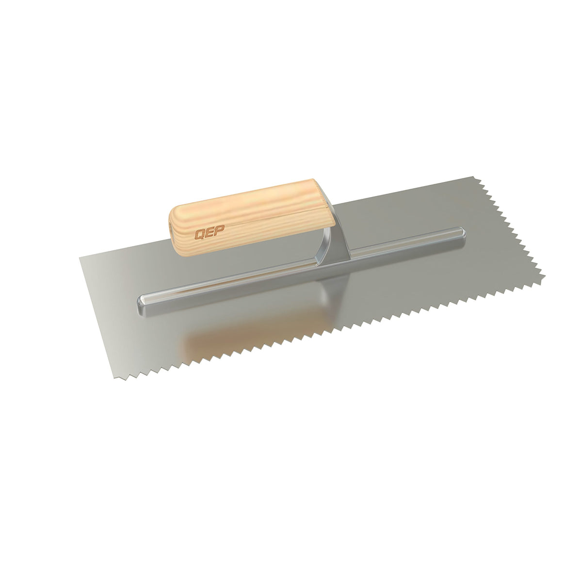 1/4" x 3/16" V-Notch Carbon Steel Trowel with Wood Handle - 360 Spin Image - 21