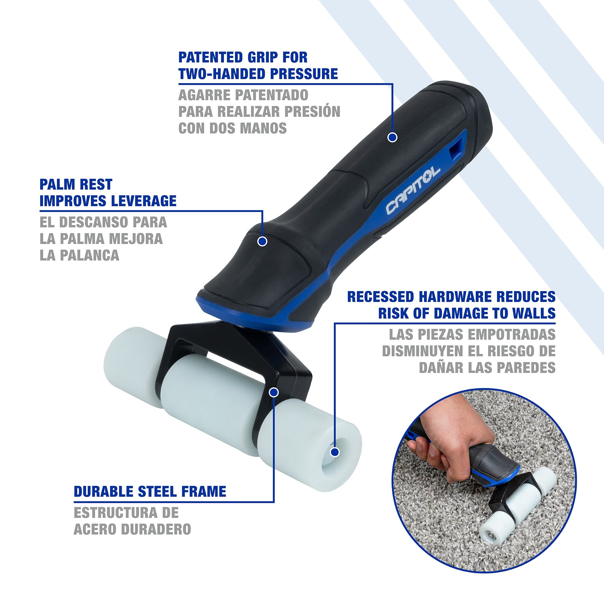 Smooth Wheel Cut Pile Seam Roller - 2
