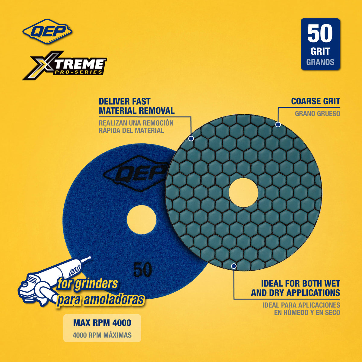 Xtreme 4" Dry Polishing Pad for Grinders - 50 Grit - 2