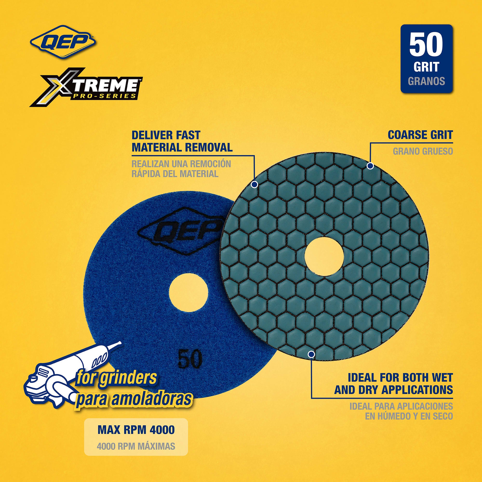 Xtreme 4" Dry Polishing Pad for Grinders - 50 Grit - 2