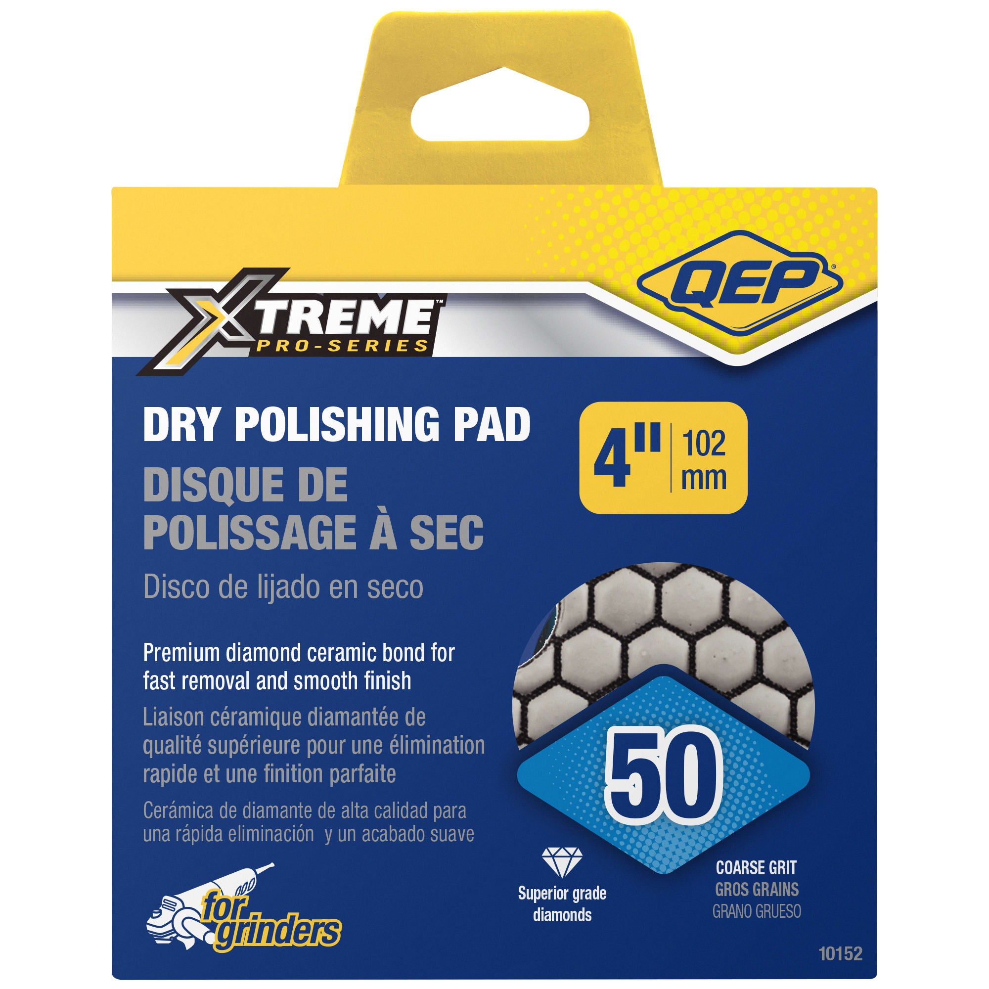Xtreme 4" Dry Polishing Pad for Grinders - 50 Grit - 8