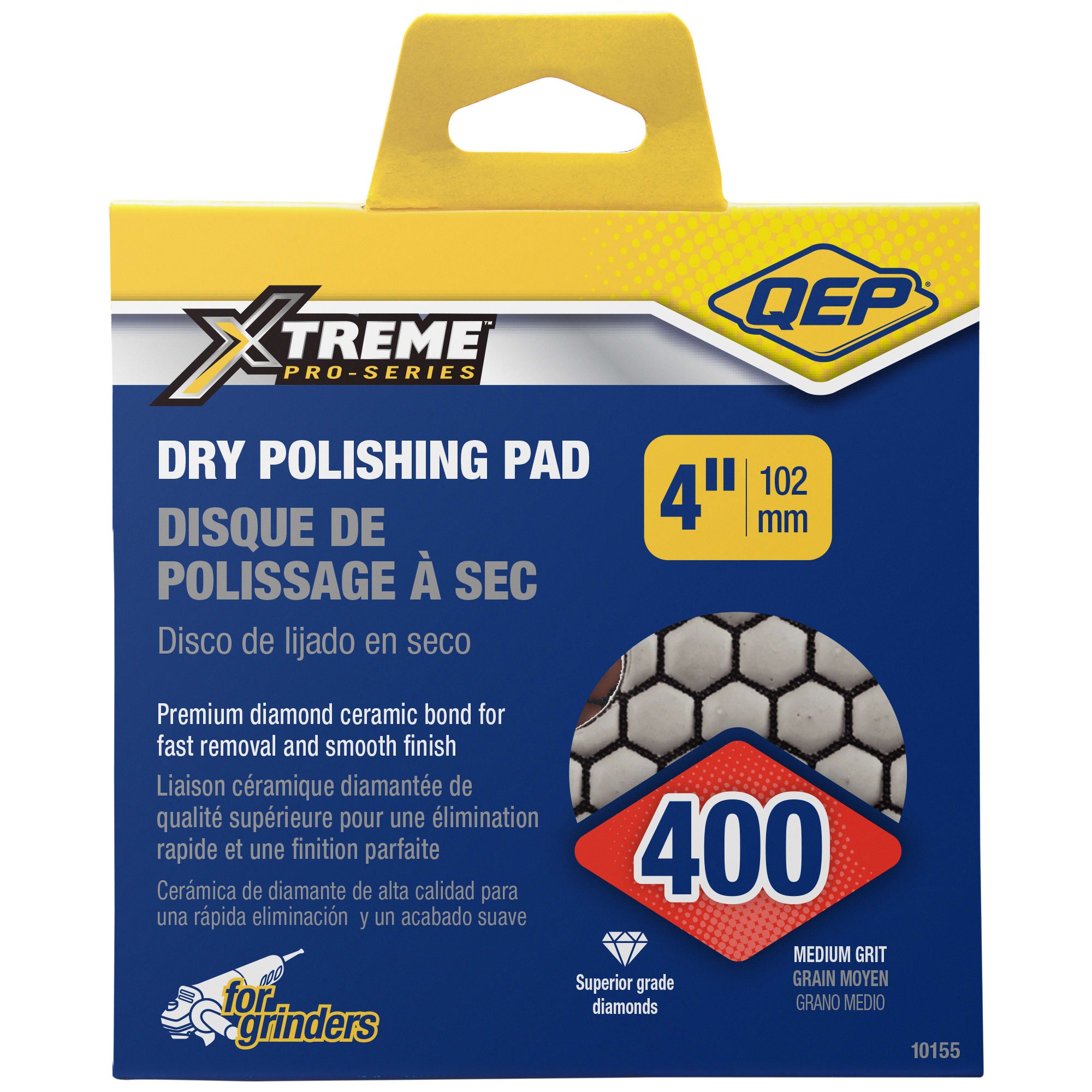 Xtreme 4" Dry Polishing Pad for Grinders - 400 Grit - 8