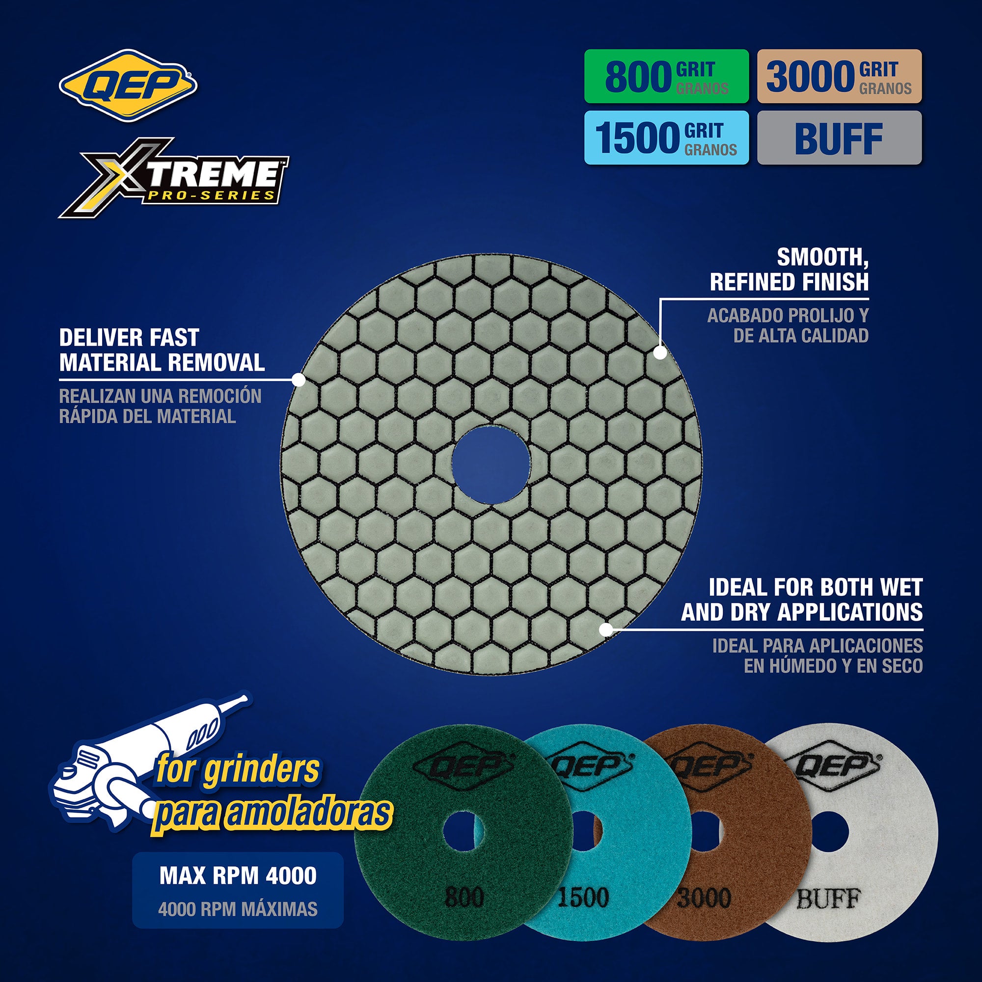 Xtreme 4" Dry Polishing Pad Set for Grinders - 2