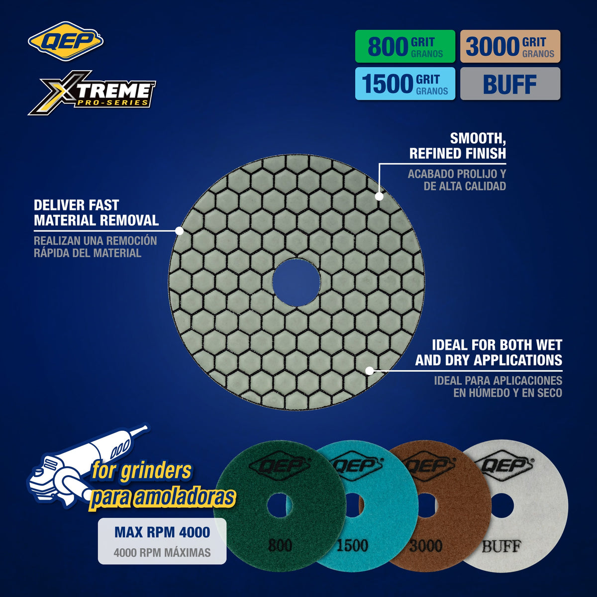 Xtreme 4" Dry Polishing Pad Set for Grinders - 2