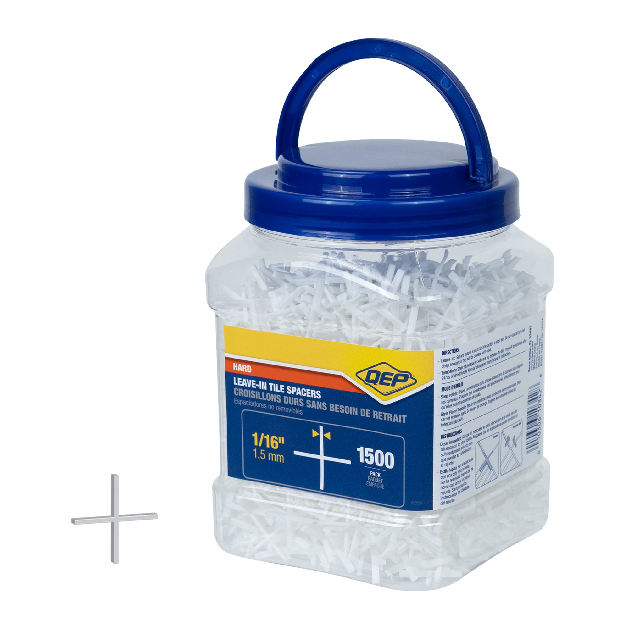 1/16" Hard Style Tile Spacers - Leave-in or Traditional (1%2C500 pack) - 1