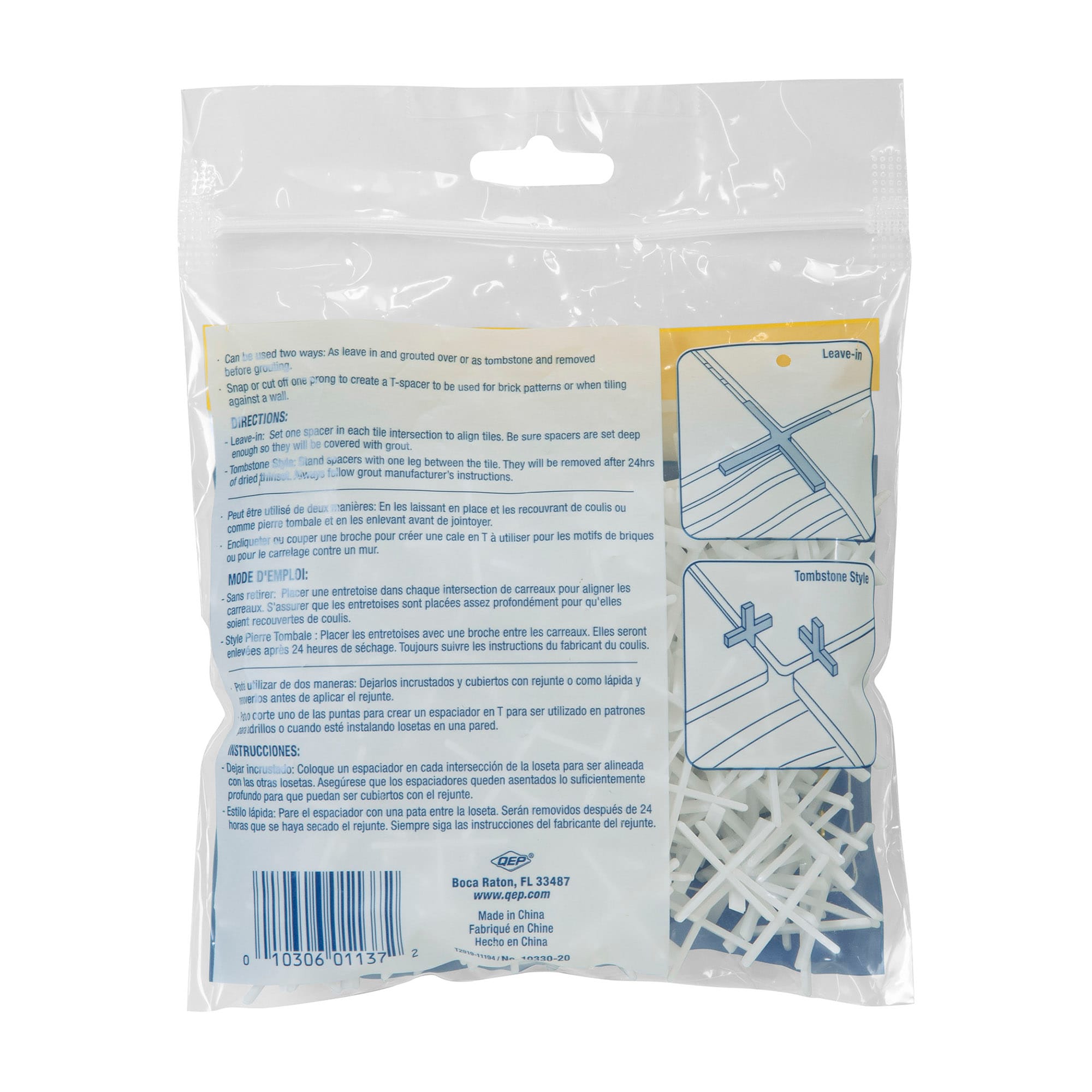 1/16" Hard Tile Spacers - Leave-in or Traditional (300 pack) - 6