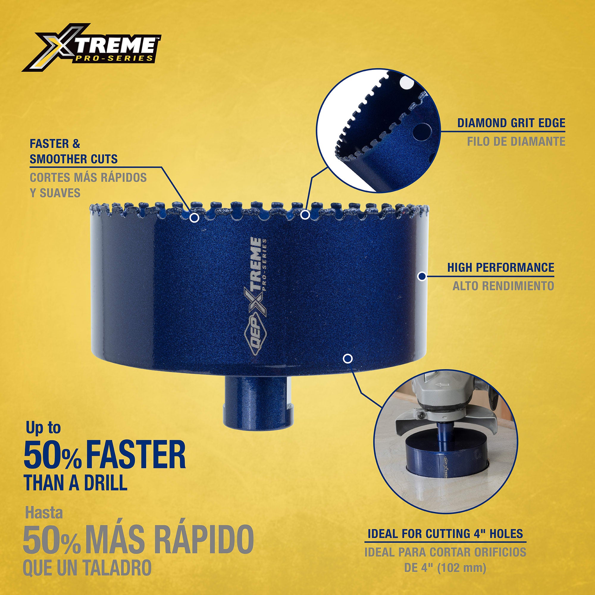 Xtreme 4" Pro Diamond Hole Saw for Grinders - 2