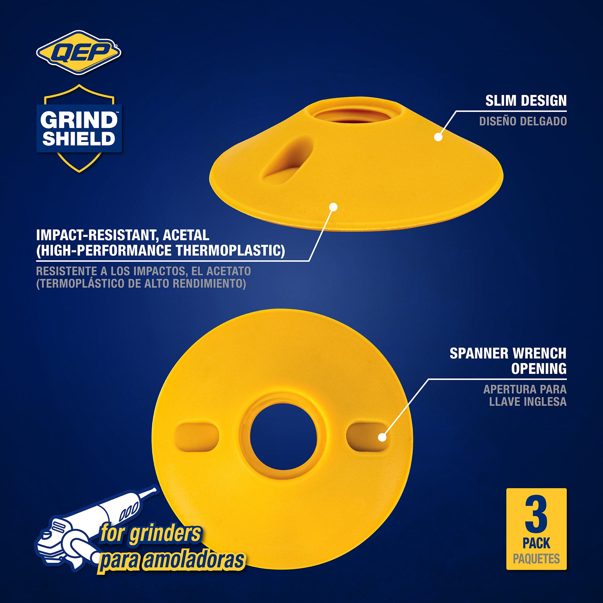 Grind Shield Plastic Grinder Flange Nut for Tile (3 Pack) - 2