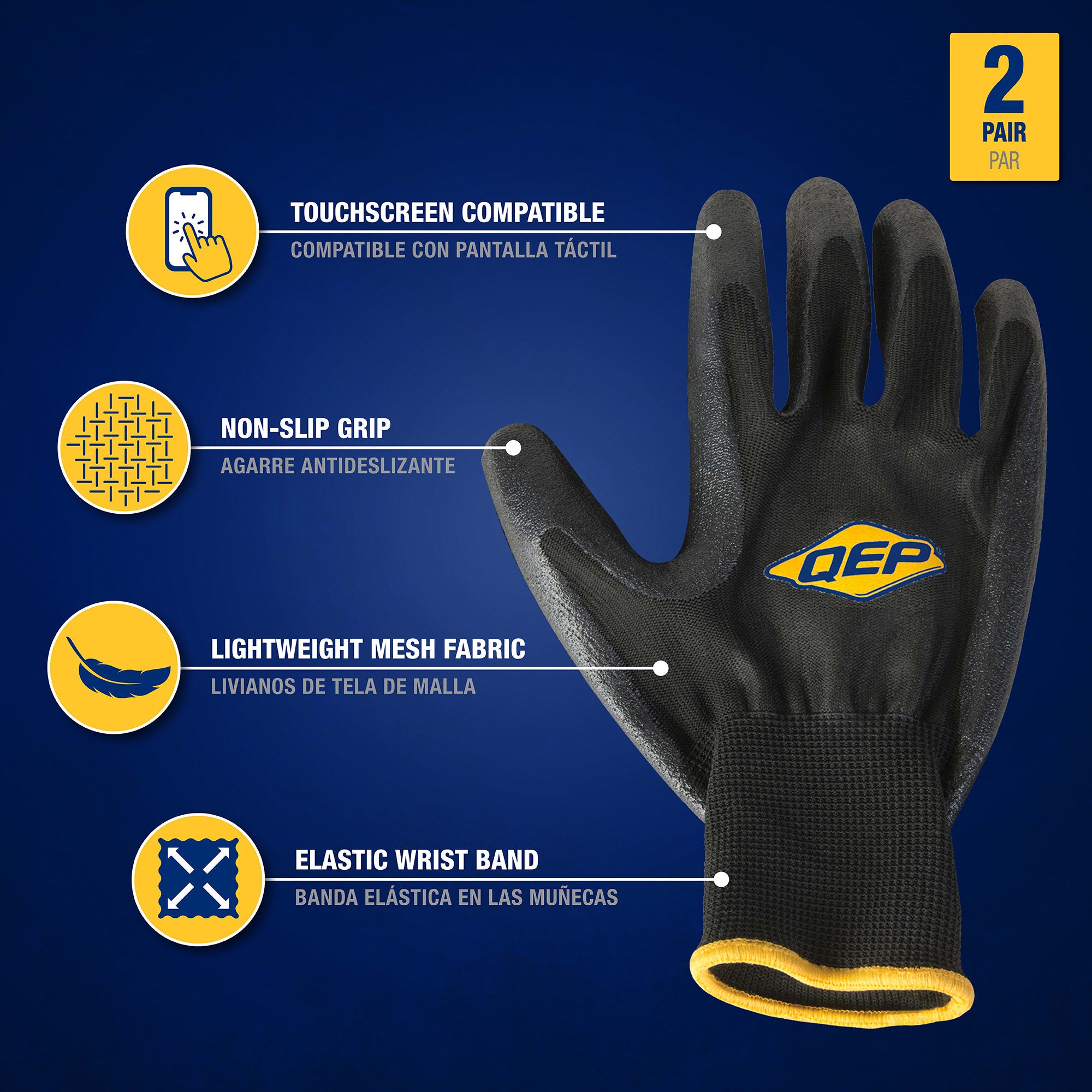 SureGrip Heavy-Duty Tiler's Gloves One-Size-Fits-Most (2 pair) - 2