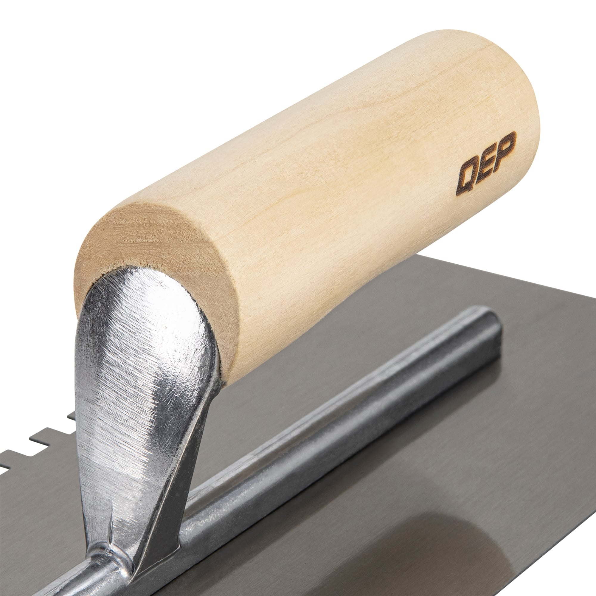 1/4" x 1/4" x 1/4" Square Notch Carbon Steel Trowel w/ Wood Handle - 5
