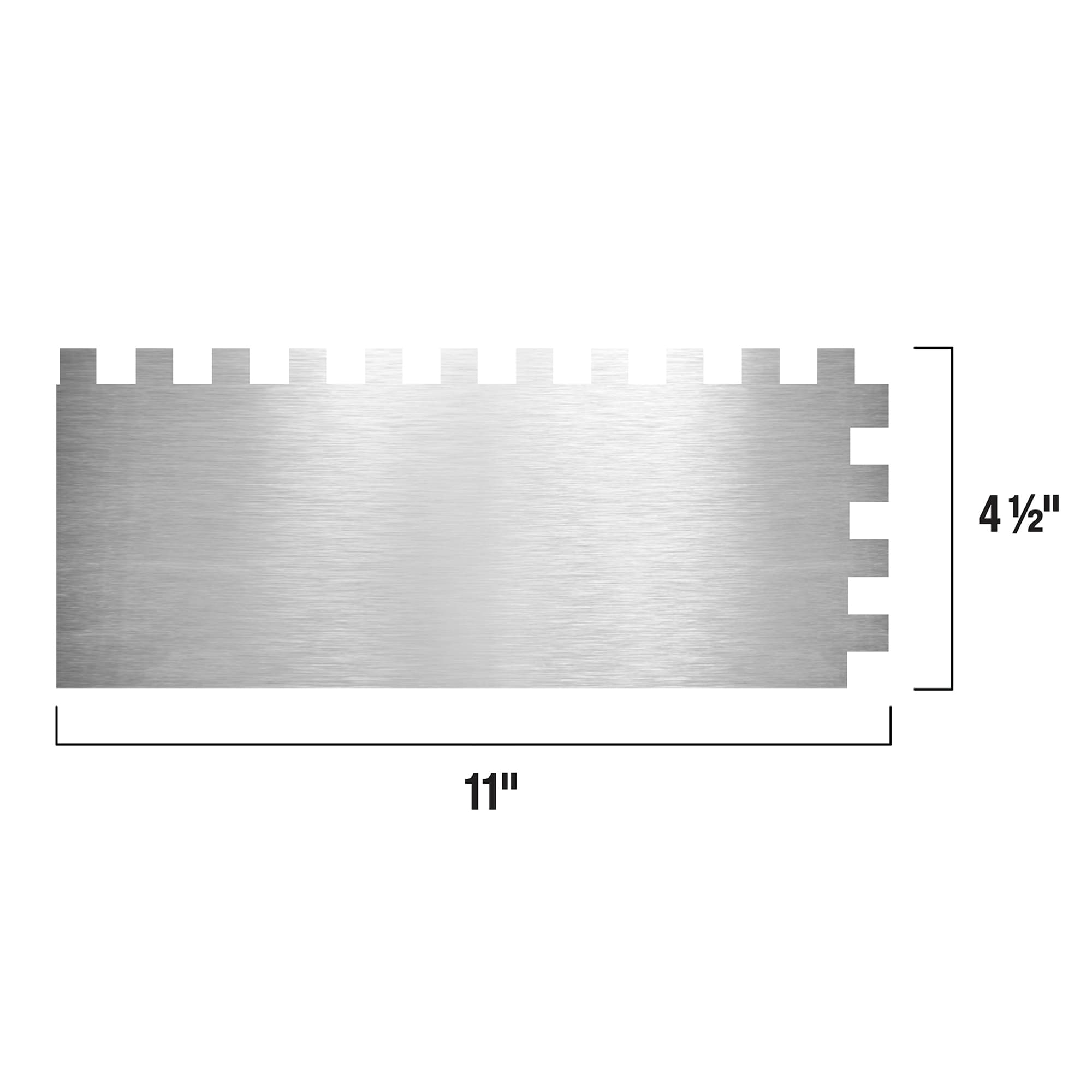 1/2" x 1/2" x 1/2" Square Notch Carbon Steel Trowel w/ Wood Handle - 6