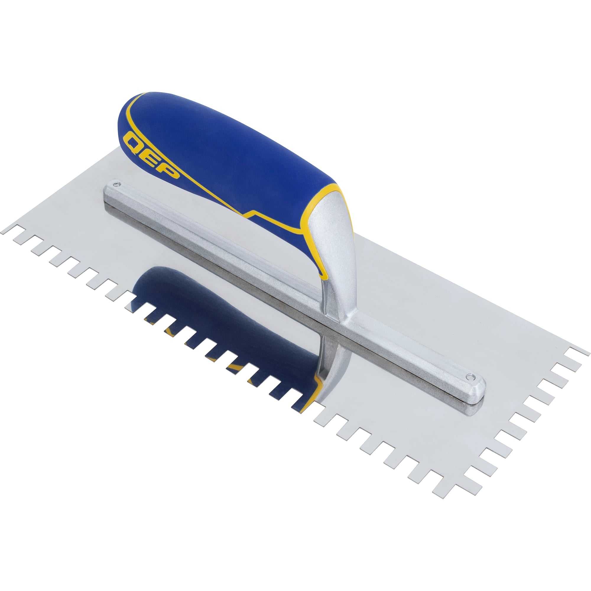1/4" x 3/8" x 1/4" Square Notch Stainless Trowel w/ Comfort Grip - 1