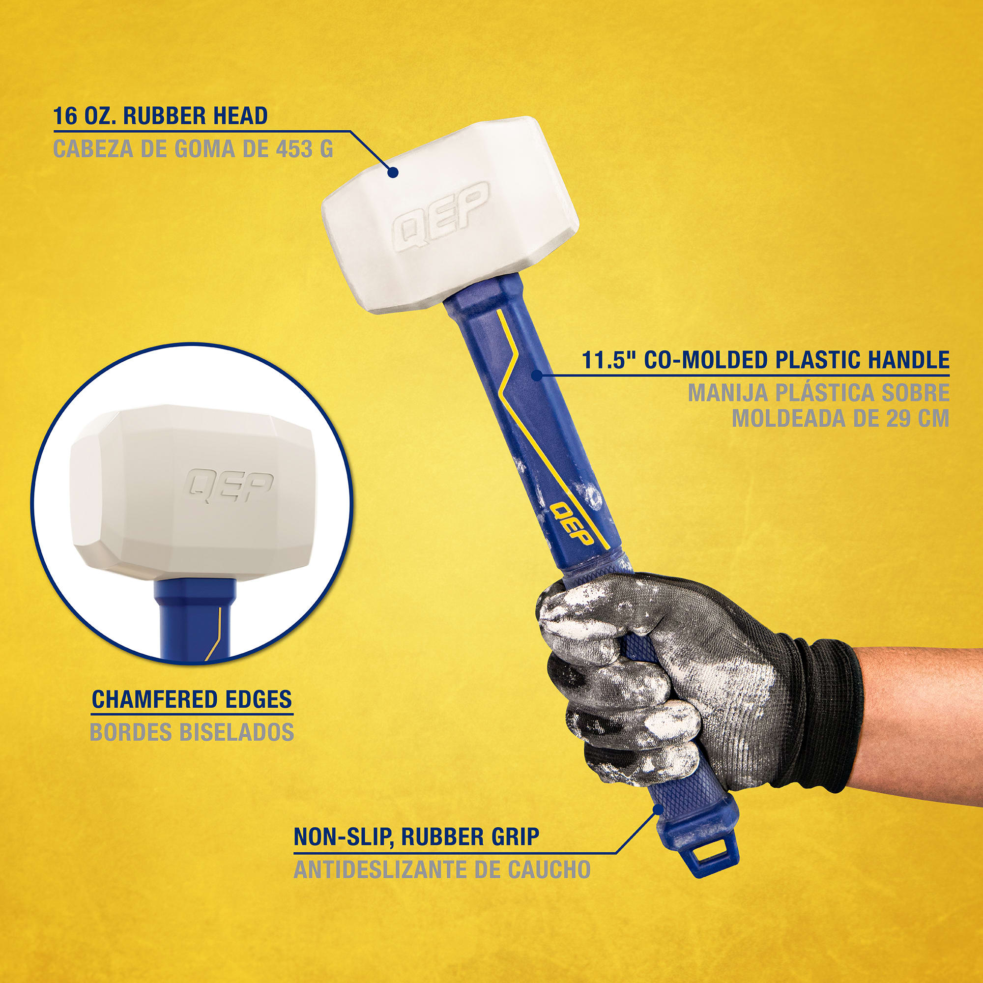 16 oz. Pro Rubber Floor Mallet with 11.5" Plastic Handle - 2