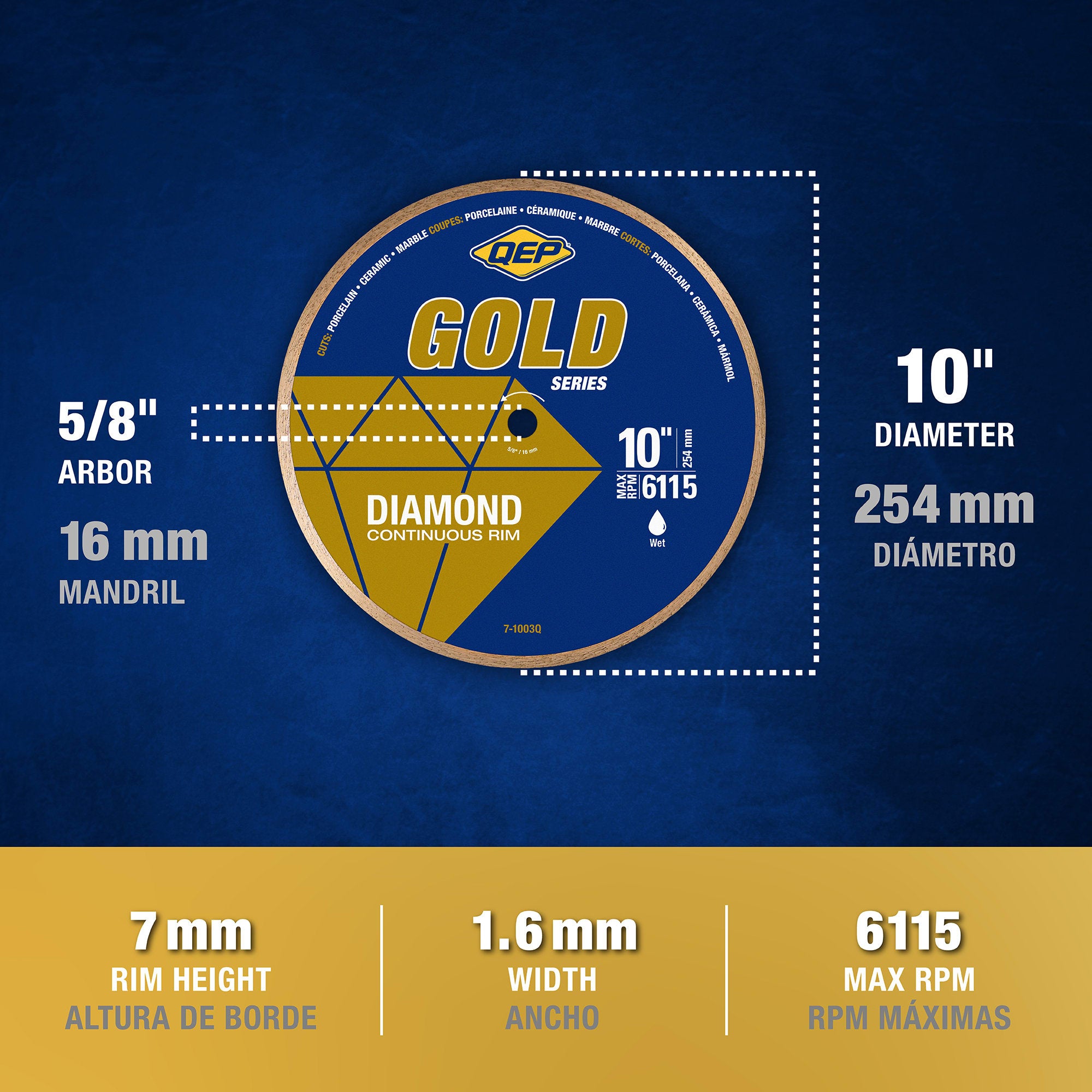 10" Gold Series Continuous Rim Diamond Saw Blade for Wet Cuts - 4