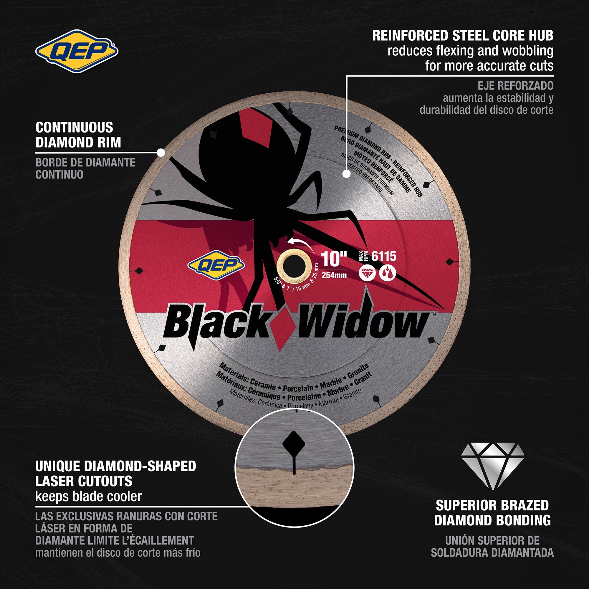 10" Black Widow Premium%2C Thin Rim Diamond Saw Blade%2C for Wet Cutting - 2