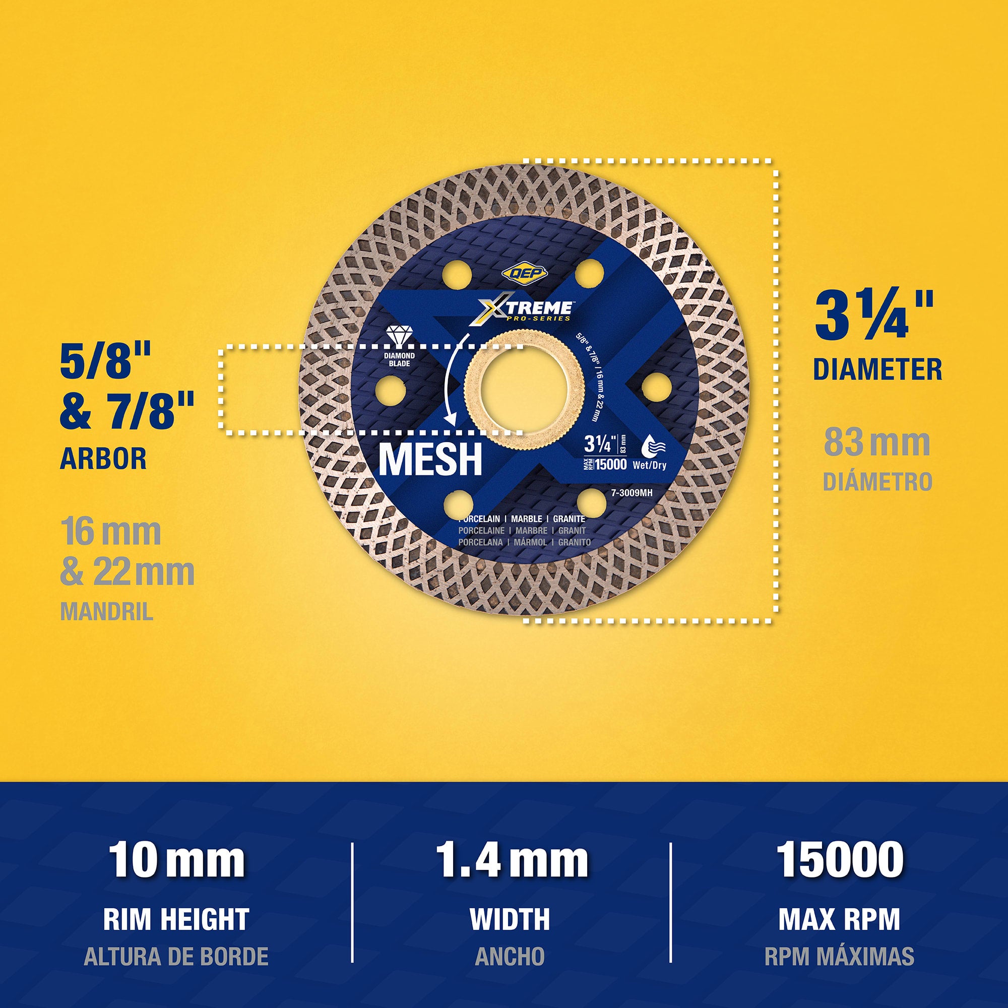 Xtreme Pro Series 3-1/4" Mesh Diamond Blade for Wet/Dry Cuts - 4