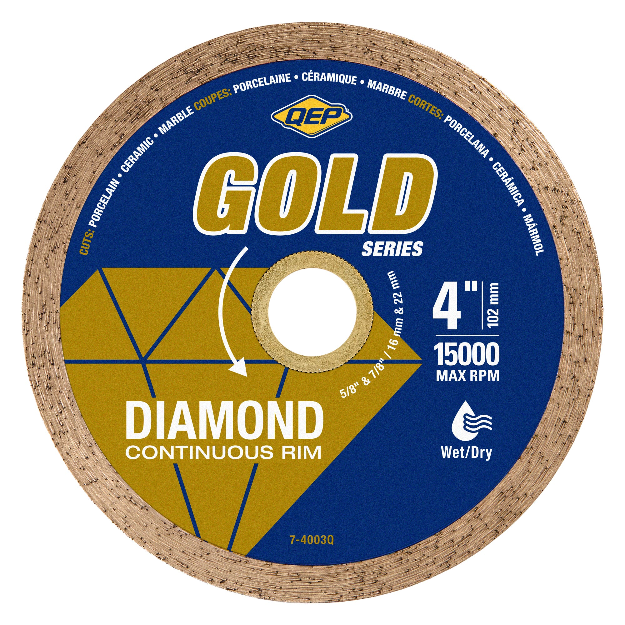 4" Gold Series Continuous Rim Diamond Saw Blade for Wet/Dry Cuts - 1