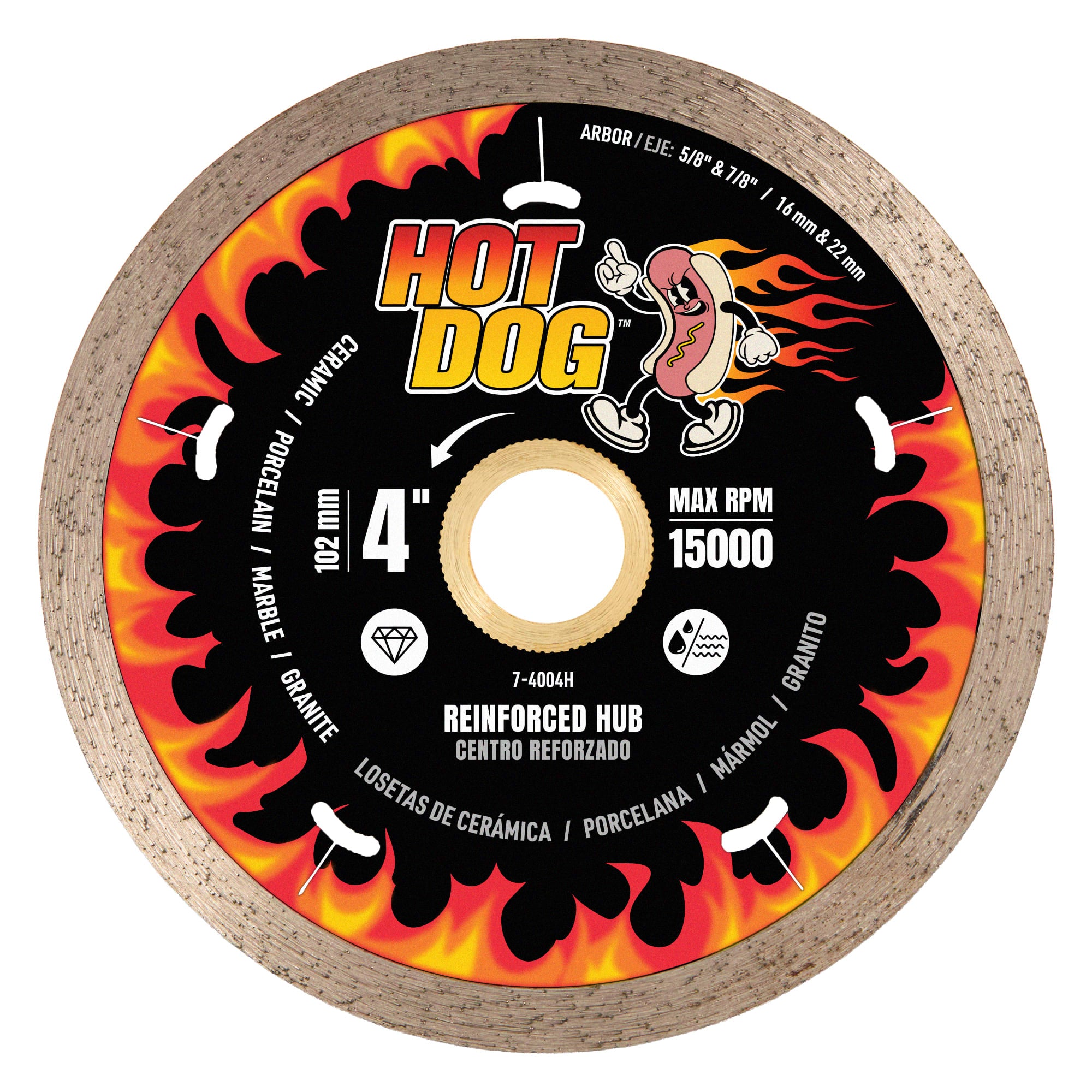 4" Hot Dog Reinforced Steel Hub%2C Diamond Blade for Wet/Dry Use - 1