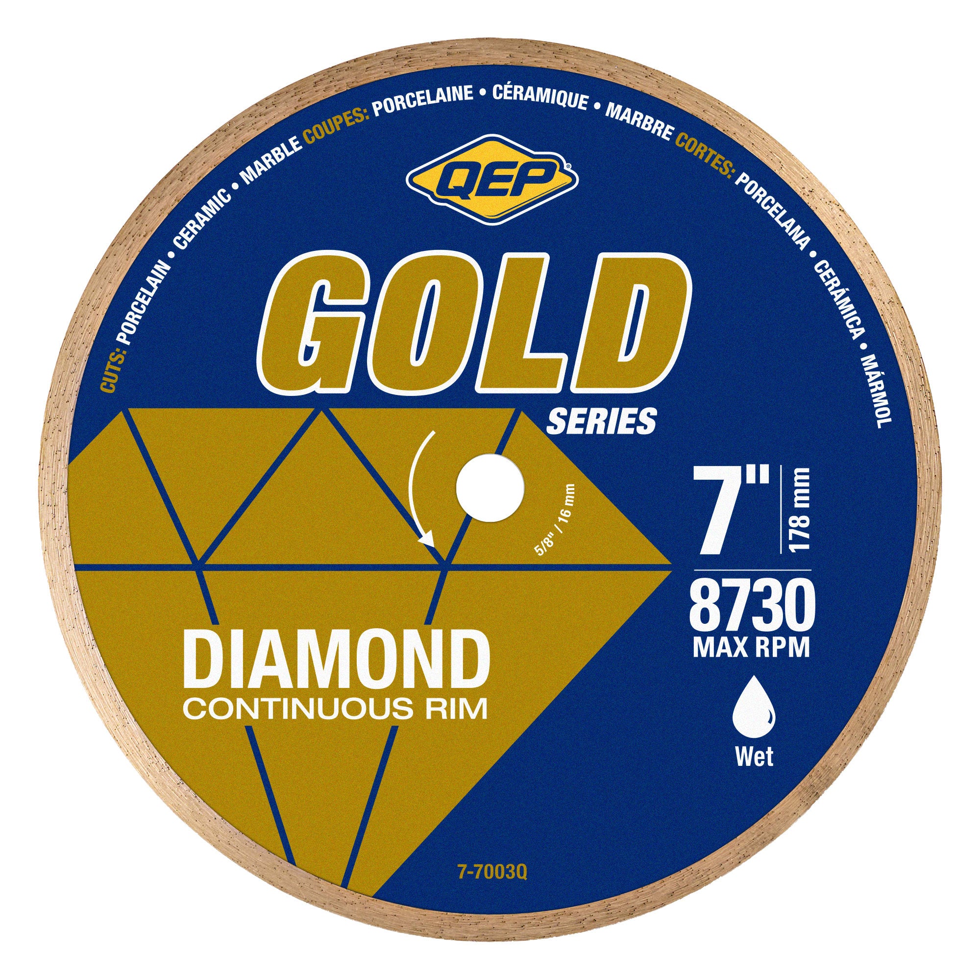 7" Gold Series Continuous Rim Diamond Saw Blade for Wet Cuts - 1