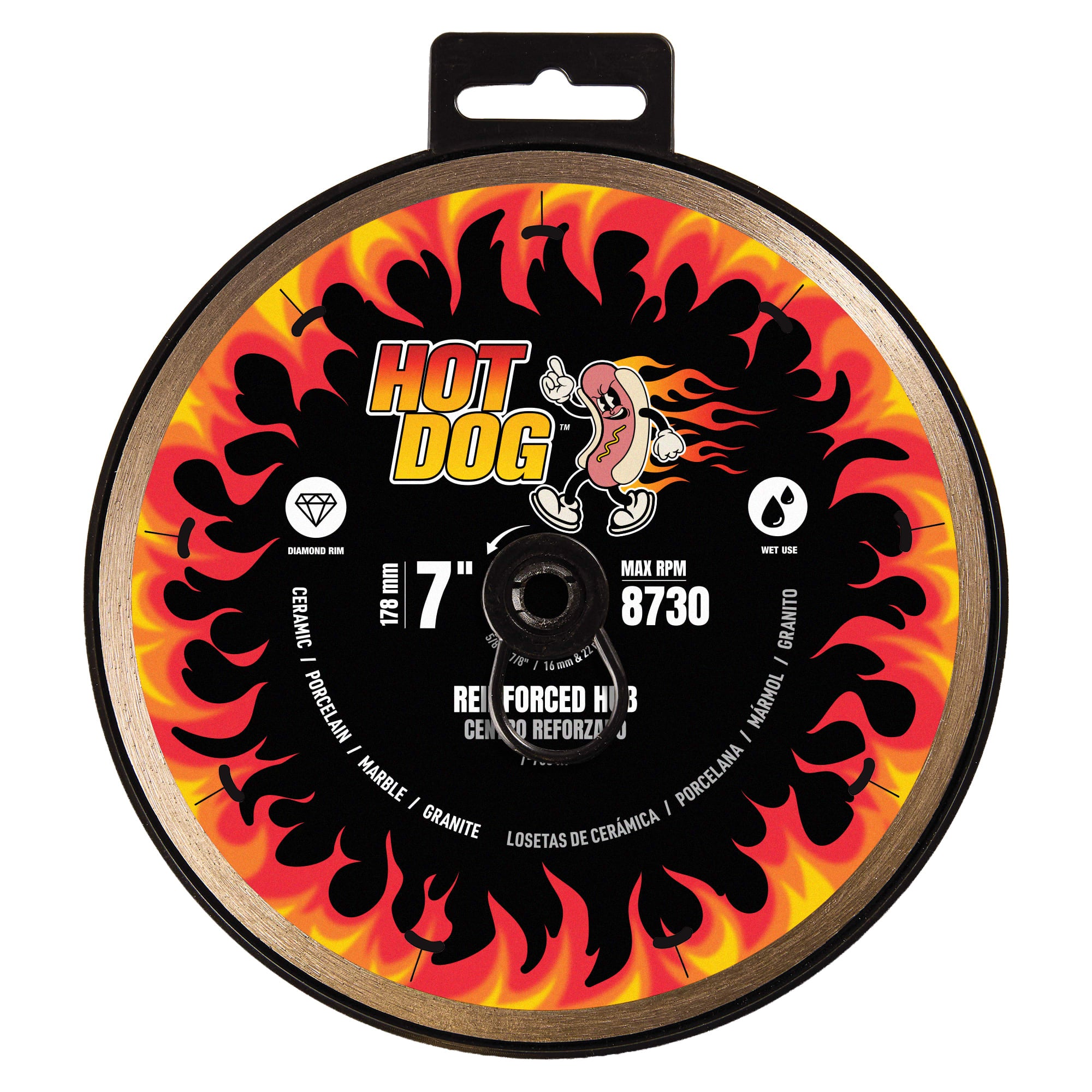7" Hot Dog Reinforced Steel Hub%2C Diamond Blade for Wet Use - 6