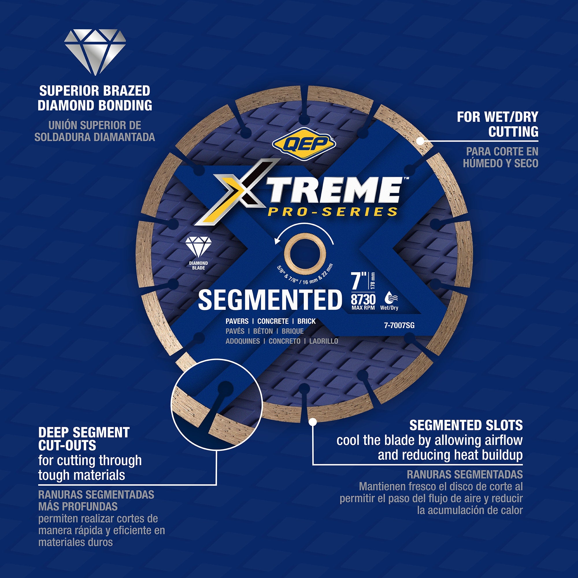 7" Xtreme Segmented Diamond Blade for Pavers%2C Concrete%2C and Brick - 2