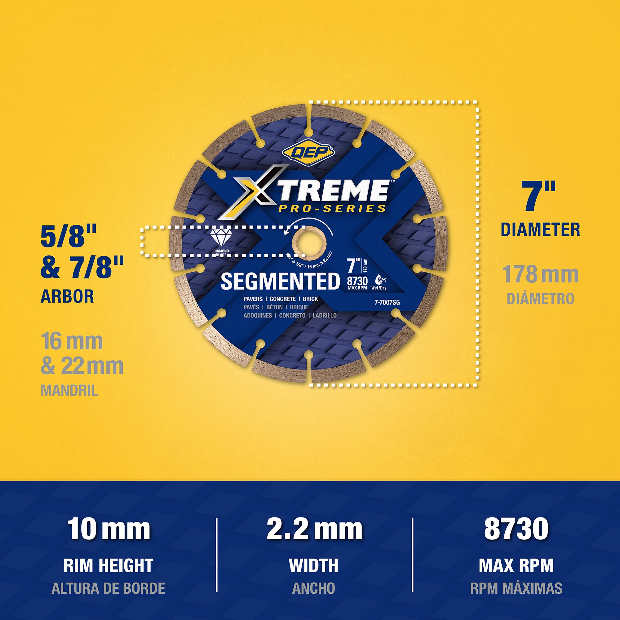 7" Xtreme Segmented Diamond Blade for Pavers%2C Concrete%2C and Brick - 4