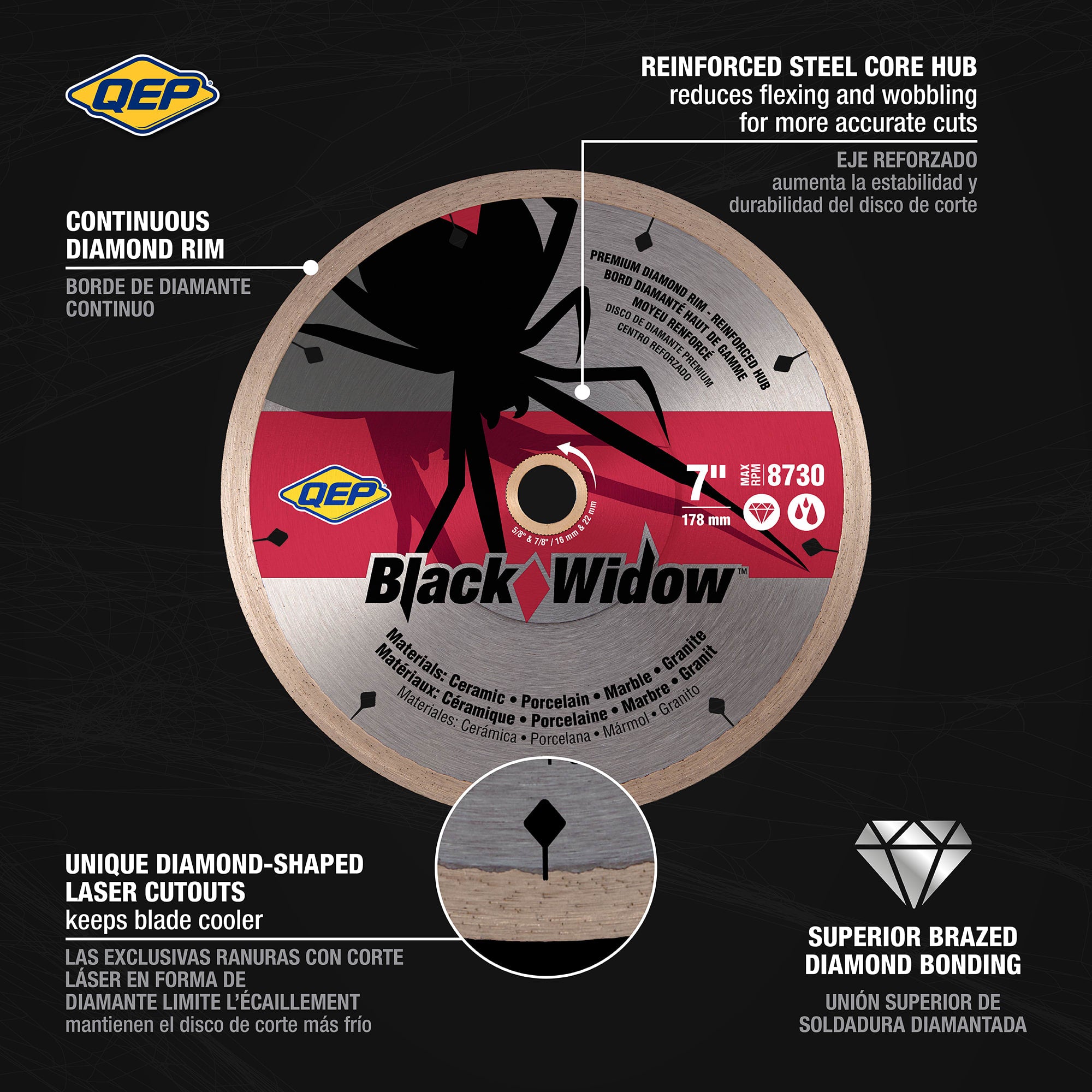7" Black Widow Premium%2C Thin Rim Diamond Saw Blade%2C for Wet Cutting - 2