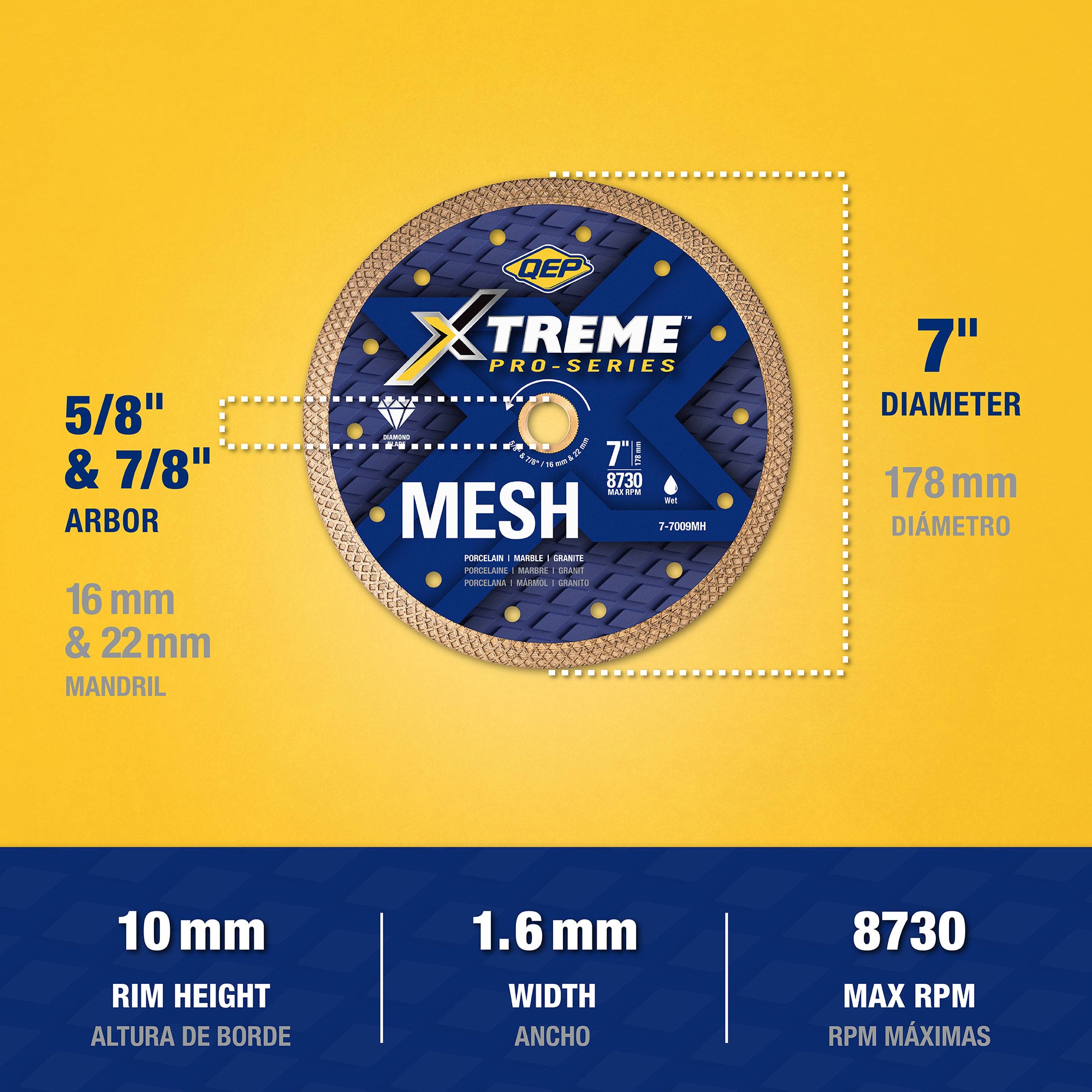 Xtreme Pro Series 7" Mesh Diamond Blade for Wet Cuts - 4