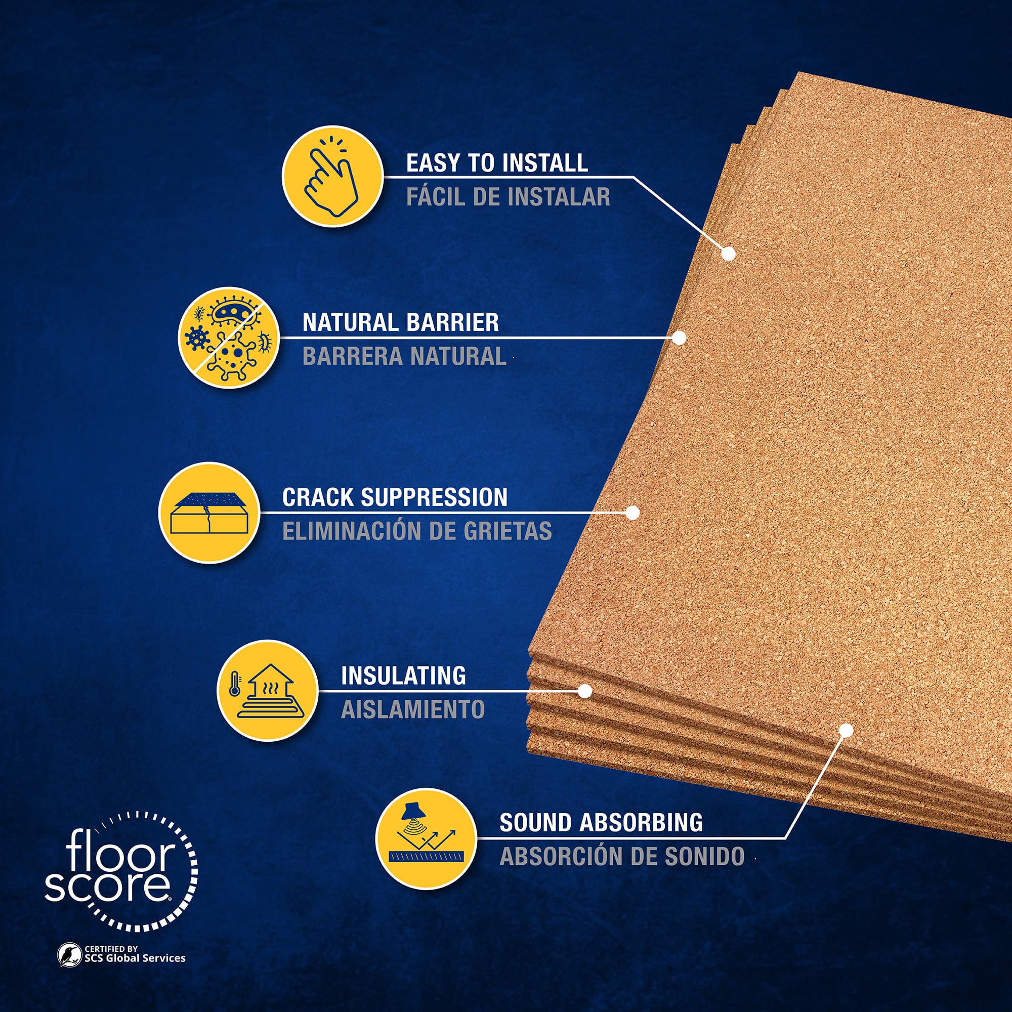 Natural Cork Underlayment Sheets - 6 mm - 30 sq. ft. (5 sheets) - 3