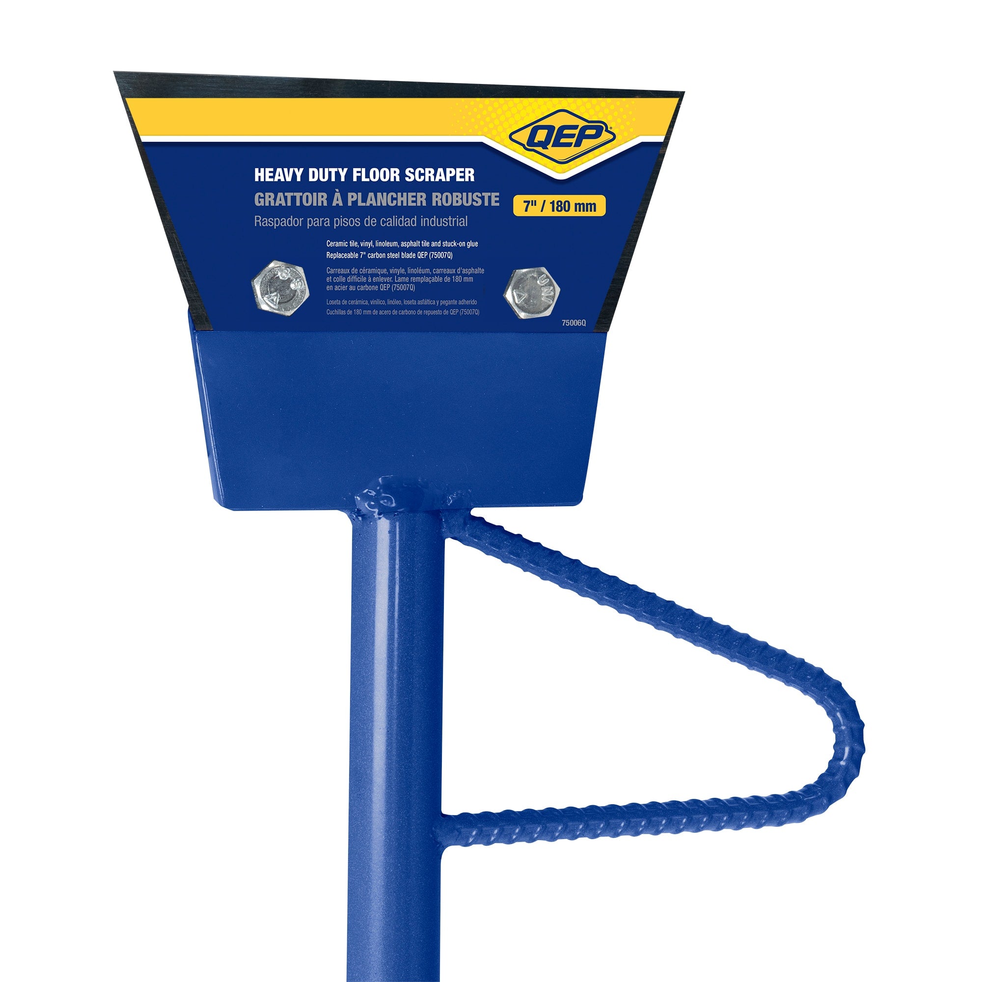 7" Wide Floor Scraper and Stripper with 48" Handle and Foot Peg - 7