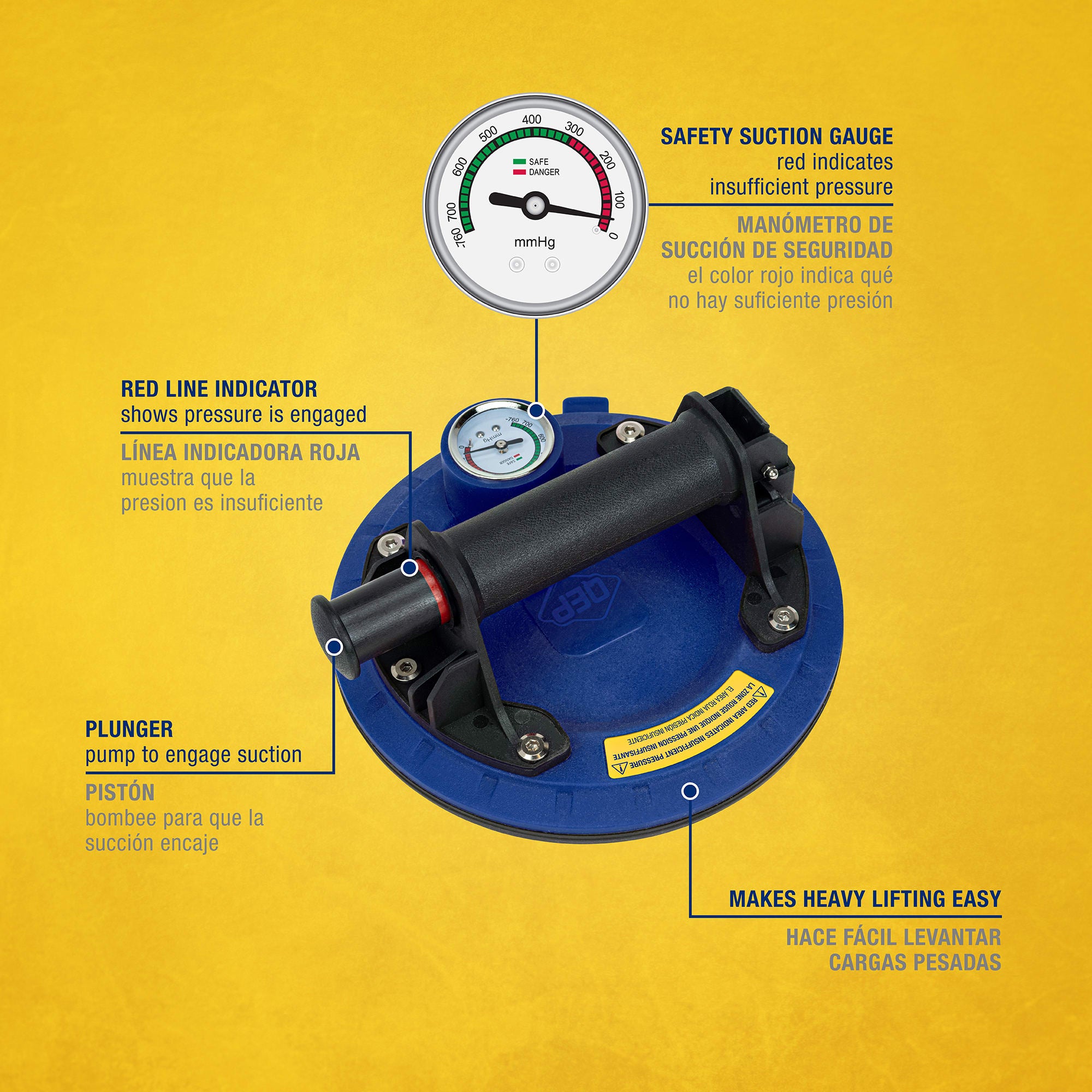 8" Pump Suction Cup with Safety Gauge%2C 285 lb. Lifting Capacity - 3