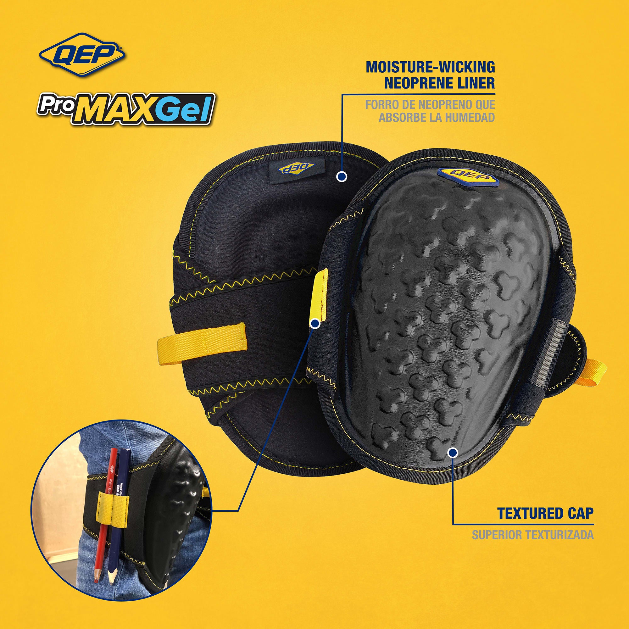 ProMAX Gel Knee Pads w/ Lightweight EVA Foam Cushion (1 pair) - 2