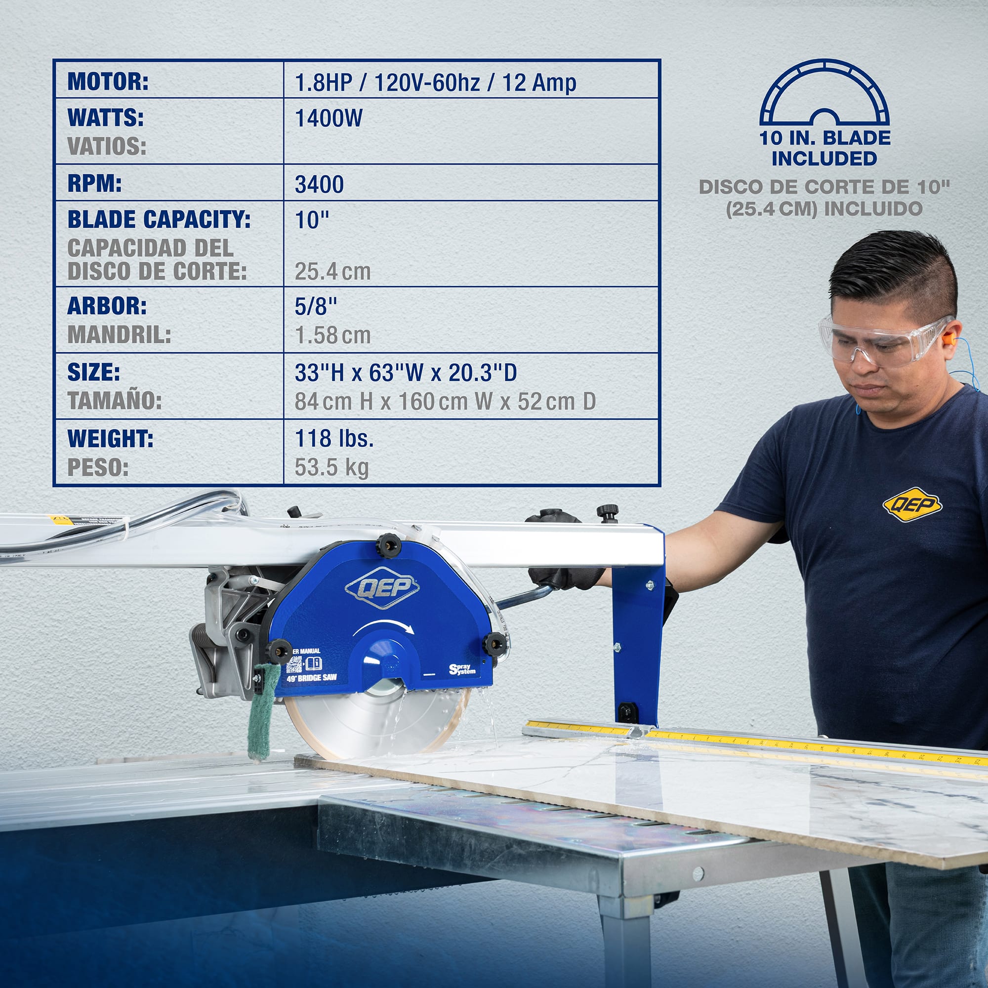 49" Bridge Saw for Large Format Tile%2C Porcelain%2C and Stone - 8
