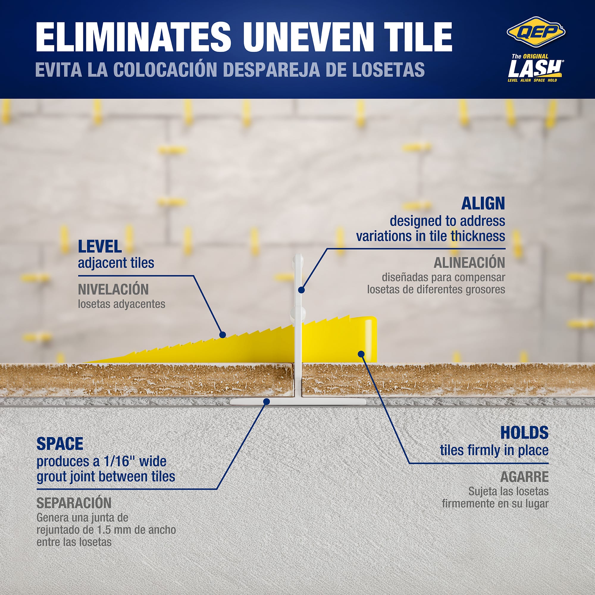 LASH Tile Leveling System Clips for 1/16" Grout (100-pack) - 6