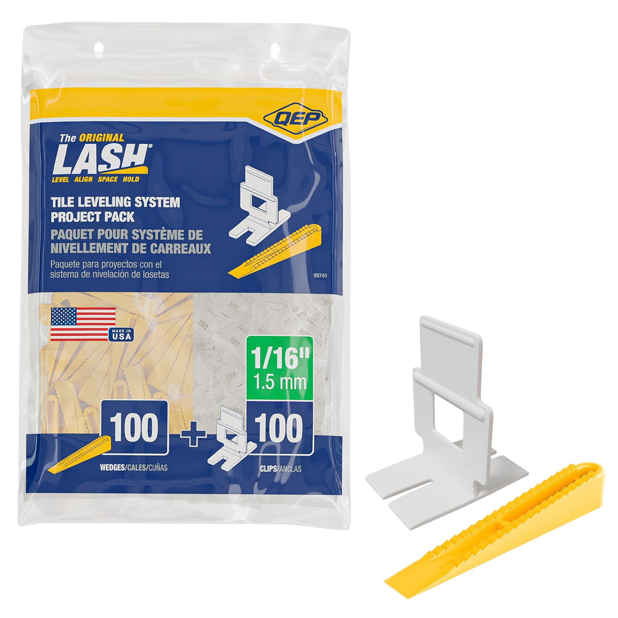 LASH Tile Leveling System Project Pack - (100) 1/16" Clips & (100) Wedges - 1