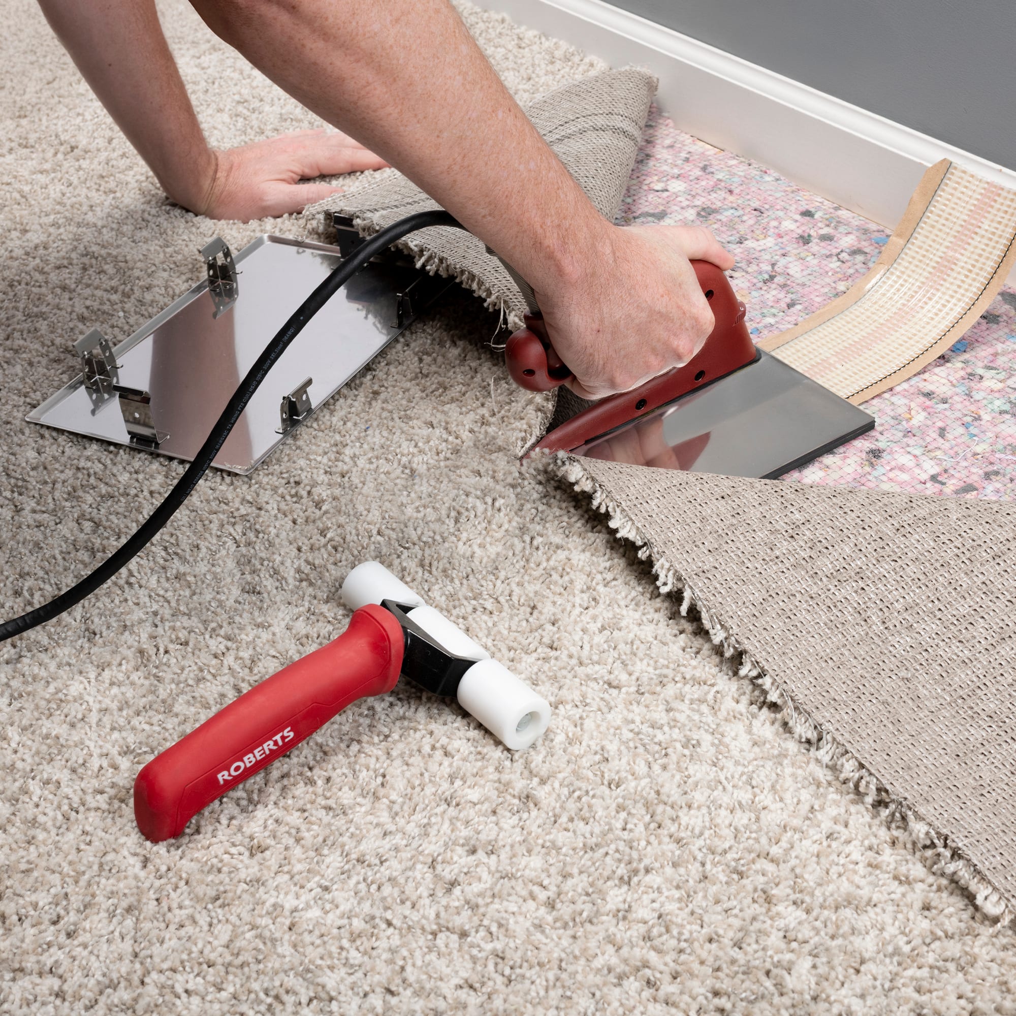 6" Wide Heat-Bond Carpet Seaming Iron w/ Non-Stick Grooved Base - 2