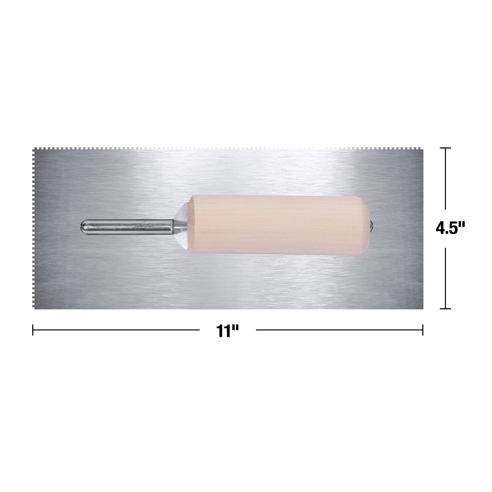 1/16" x 1/16" x 1/16" Square Notch Pro Trowel with 10° Angled Blade - 7