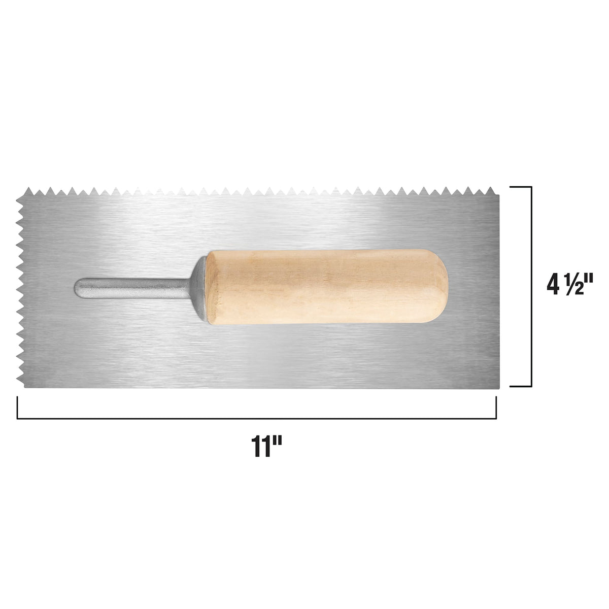 1/4" x 3/16" x 3/32" V-Notch Tiger Tooth Trowel w/ Wood Handle - 3